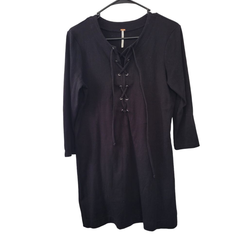 Free People Black Lace Up Tunic/Mini Dress Size Small